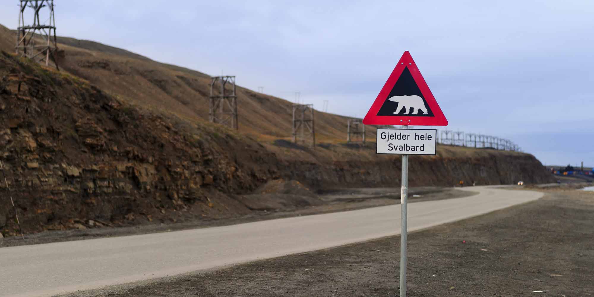 Polar bear warning sign, Longyearbyen, Svalbard