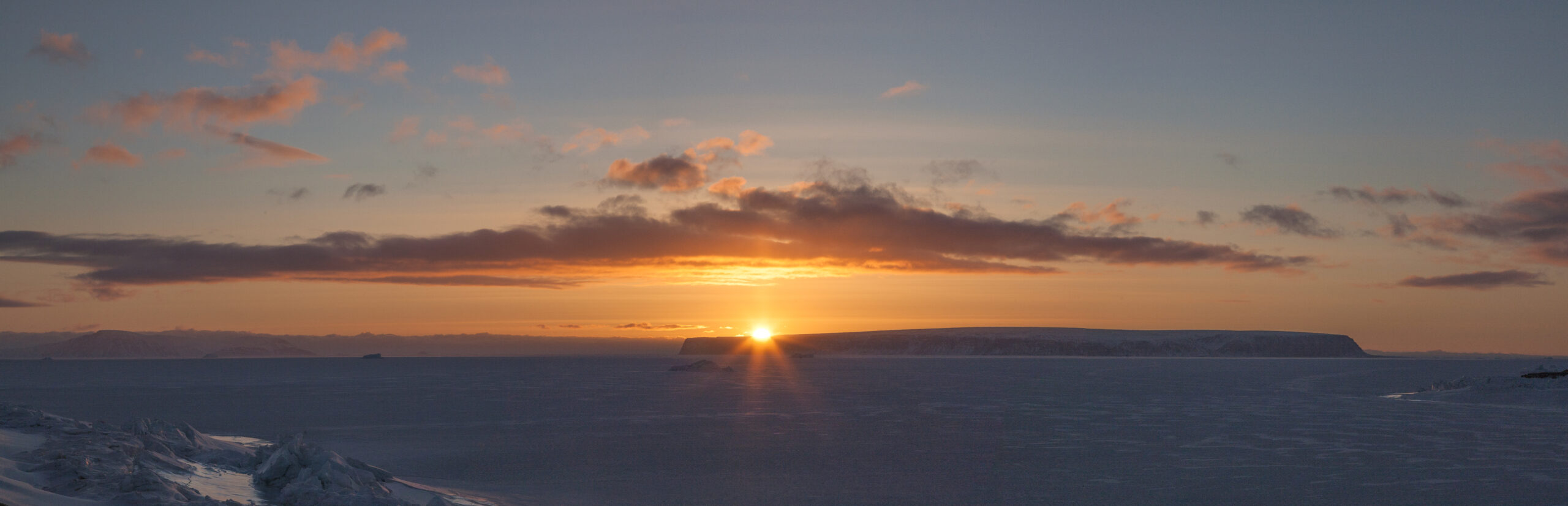 Sunset over an island in Greenland