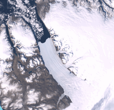 Satellite image of an ice shelf.