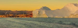 Huge iceberg floating in Disko Bay in West Greenland