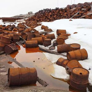 Rusty barrels and ice