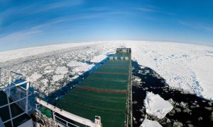 Container ship in Arctic waters