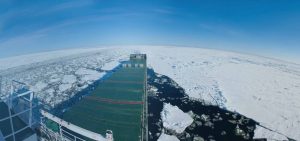 Container ship in Arctic waters