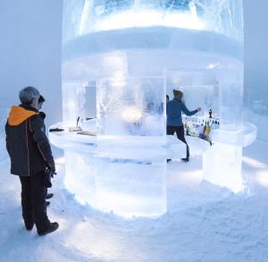 Round bar at the ice hotel