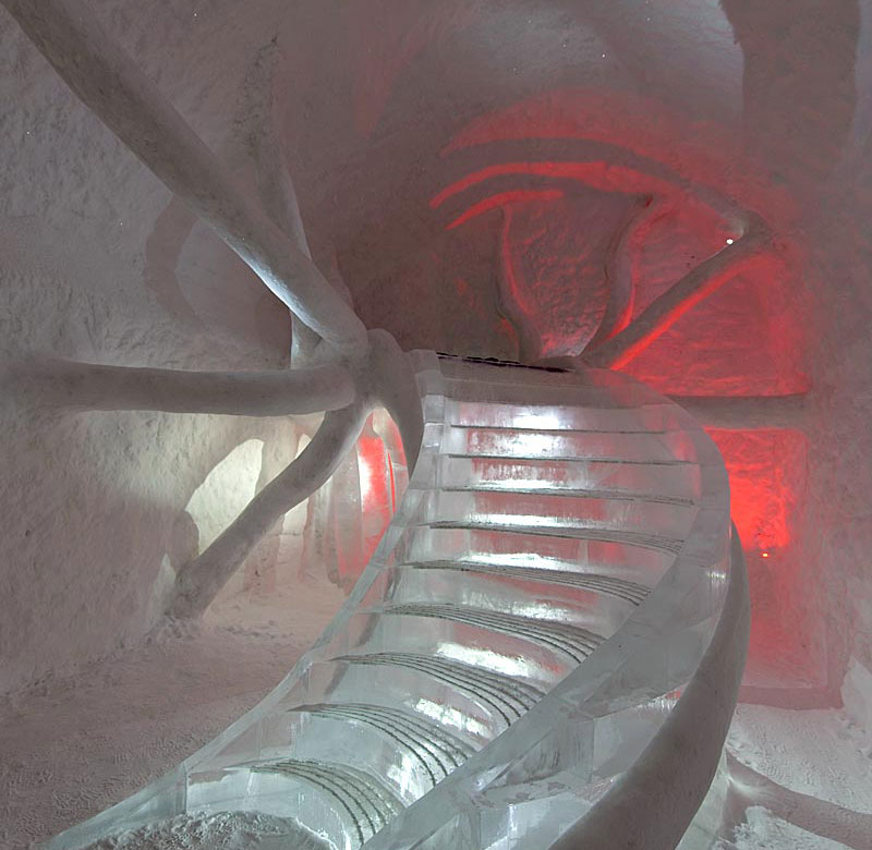 Ice hotel staircase