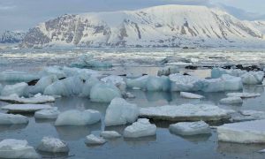 Melting ice in the Arctic ocean