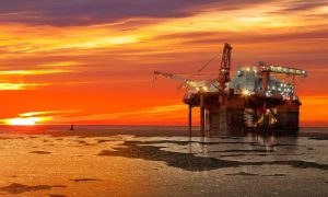 Oil rig on an icy sea