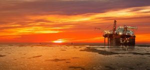 Oil rig on icy sea