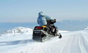 Riding a skidoo