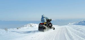 Riding a skidoo