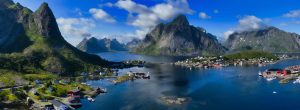 Lofoten islands in the arctic in summer